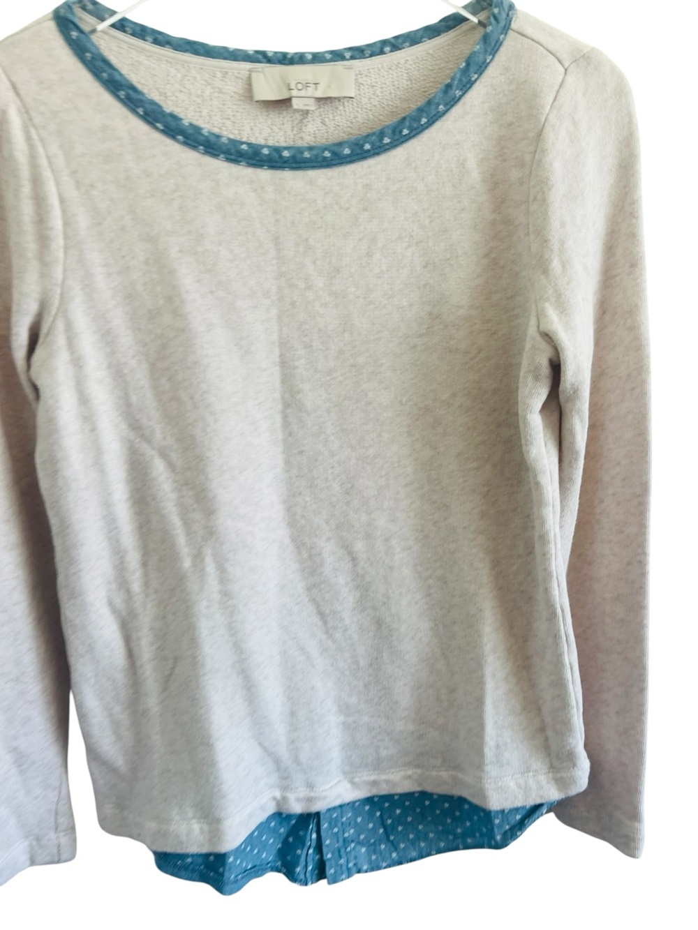 LOFT Blue and White Patterned Knit Top